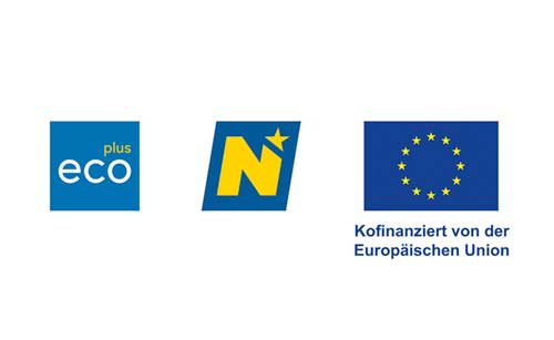 ecoplus Logo, Land NÖ, Europafahne